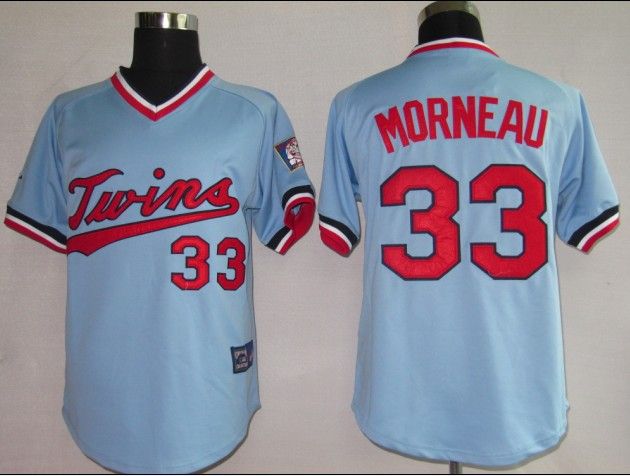 Twins #33 Justin Morneau Light Blue Cooperstown Throwback Stitched MLB Jersey